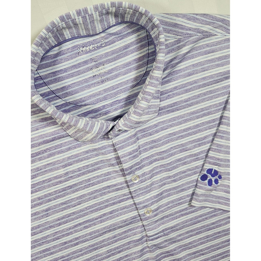 Johnnie-O Mens XL Purple Striped Performance Polo Shirt Golf Paw UPF 50 0004
